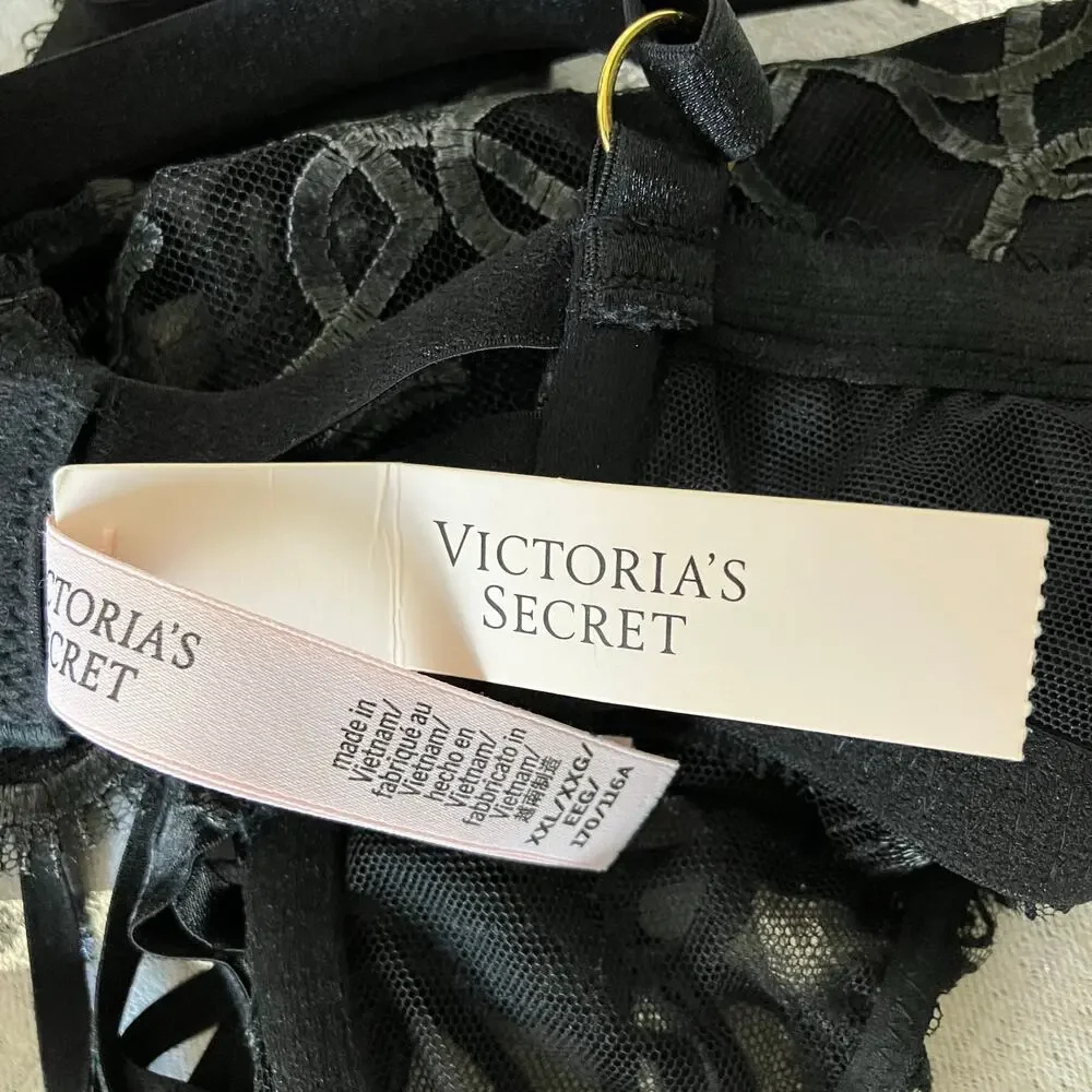 Victoria’s Secret Very Sexy Shimmer Heart Open Cup Strappy Playsuit Size XXL New
